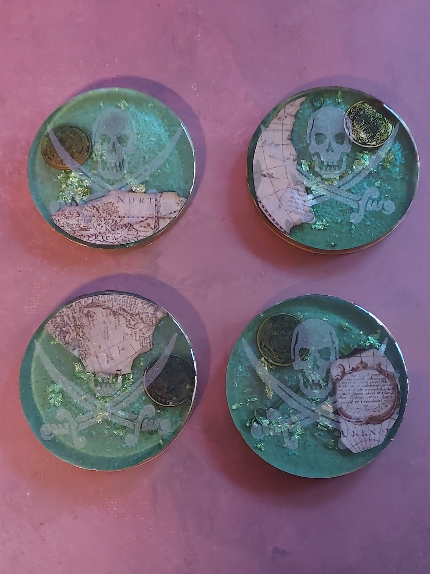 Round Pirate Coasters - Set of 4