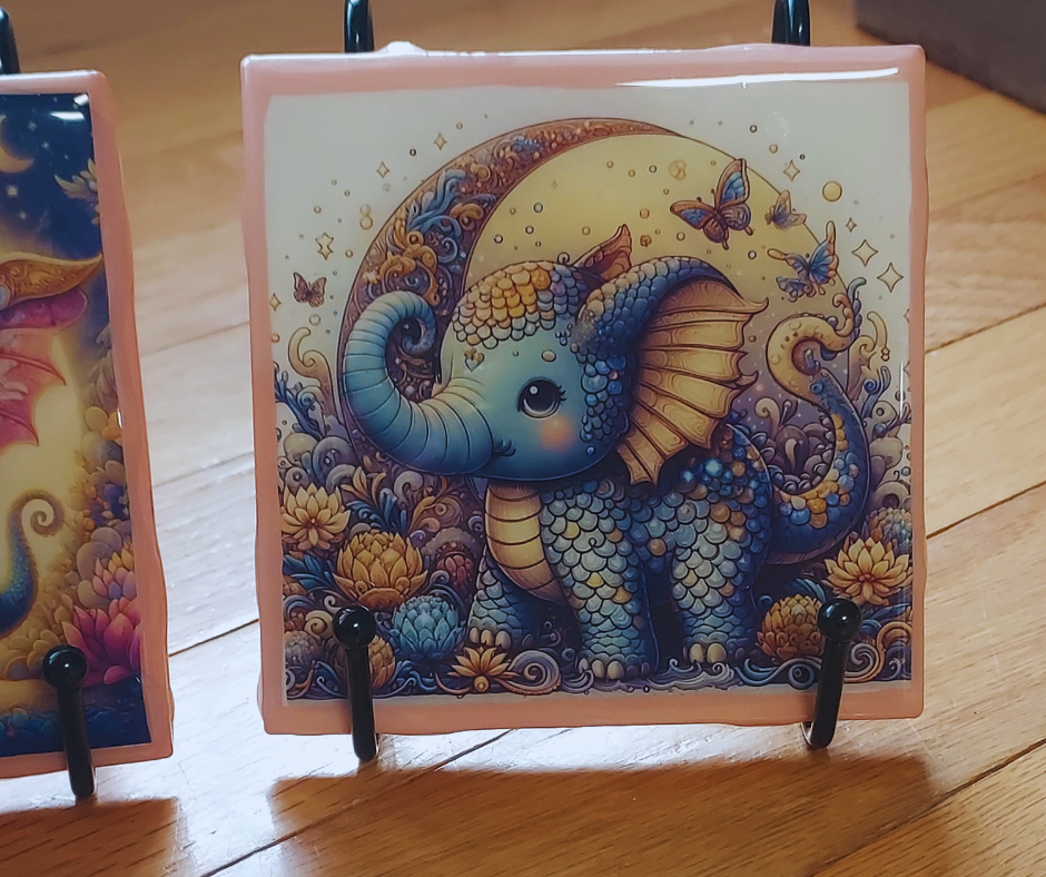 Baby Elephant Ceramic Coasters Set of 4