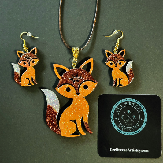 Fox Necklace and Earring Set