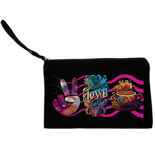 Peace Love Coffee Zippered Pouch