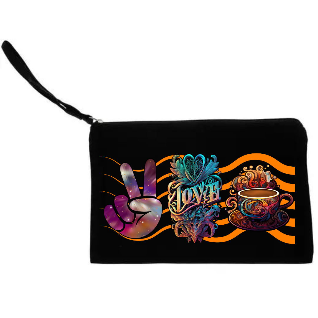 Peace Love Coffee Zippered Pouch