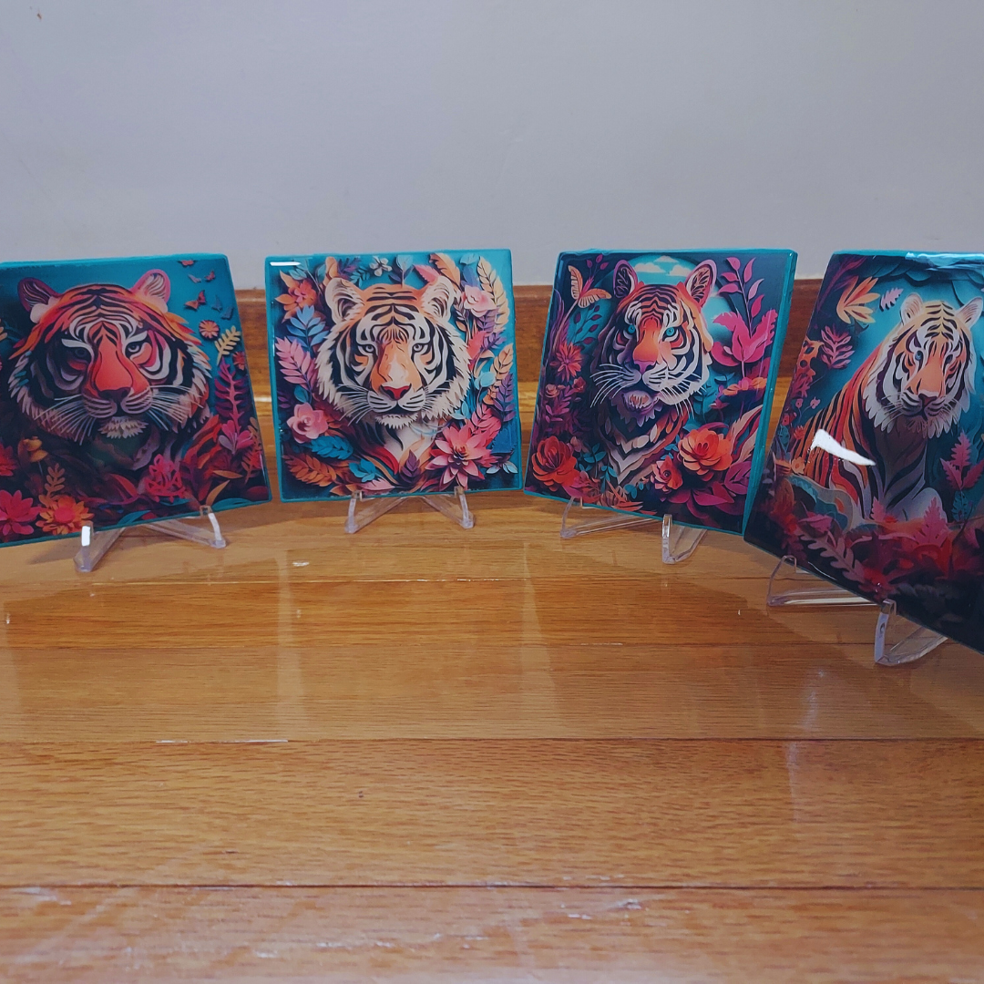 Tiger Coasters - set of 4